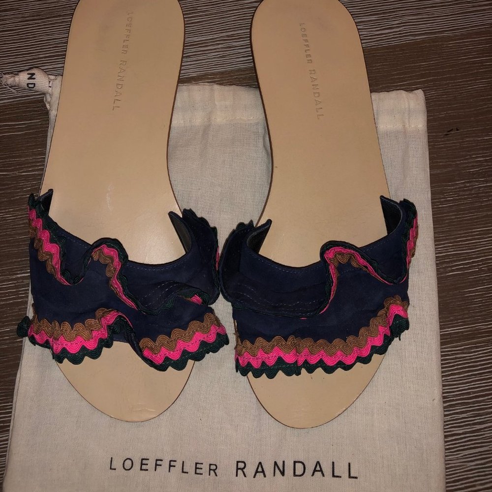 Loeffler Randall Birdie Suede Flat Ruffled Sandals